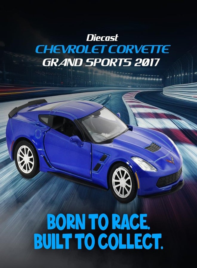 آر إم زد سيتي سيارة لعبة شيفروليه كورفيت جراند سبورتس 2017 من آر إم زد سيتي، مصنوعة من المعدن المصبوب، مقاس 5 بوصات، بمقياس 1:39 | سيارة قابلة للتجميع مرخصة، بأبواب قابلة للفتح وآلية سحب للخلف | سلسلة عالمية لعشاق السيارات | أزرق - Image 3